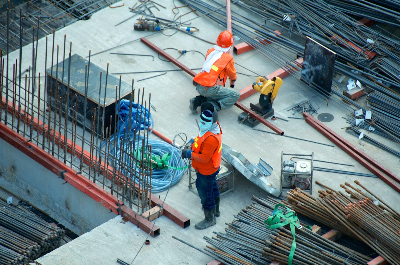 Builders on site carrying out groundworks for a Leeds construction project
